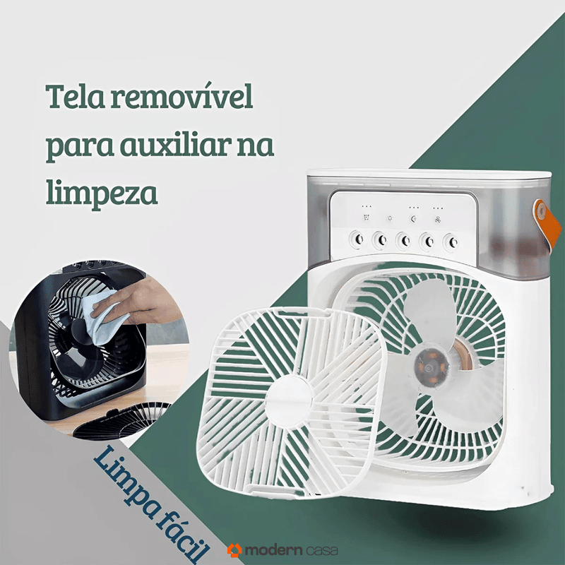 Mini Ventilador e Umidificador de Mesa Portátil Led