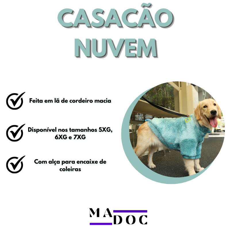 Roupa de frio para Cachorros - Casaco Puf Nuvem